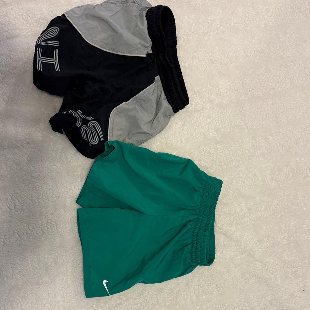 Nike Teal Green Kids Athletic Shorts with Black Contrast Pair